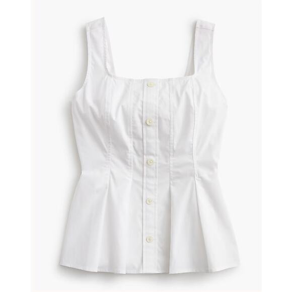 J.Crew Sleeveless Button Up Peplum Top In White Size 00 - Picture 1 of 7